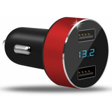 Compact Car Charger, Fast Charging Solution For Your Daily Commute, Dual USB Ports, Over-Charge Protection, Battery Voltage Meter, Designed For Safe