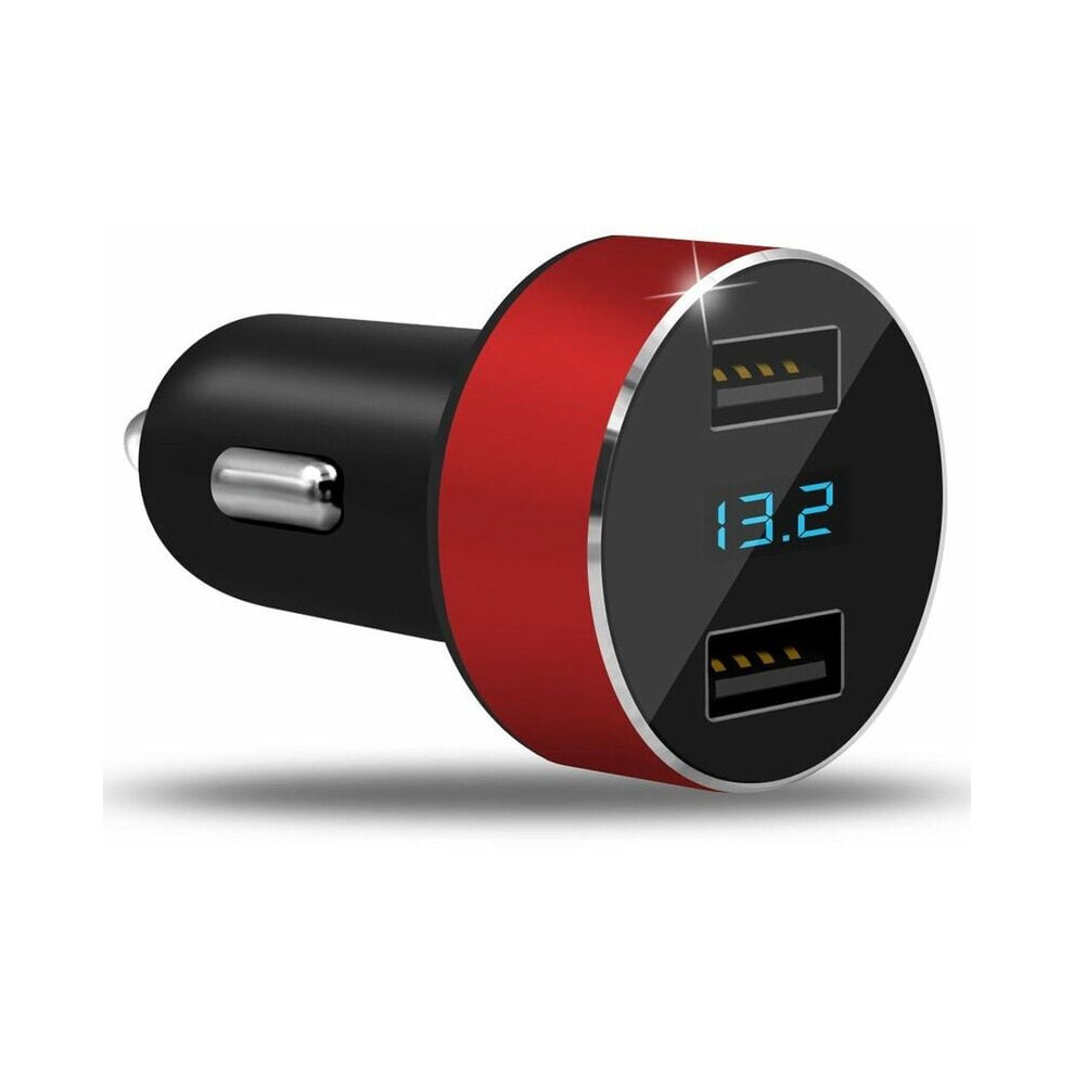 Compact Car Charger, Fast Charging Solution For Your Daily Commute, Dual Usb Ports, Over-Charge Protection, Battery Voltage Meter, Designed For Safe 9448196516775
