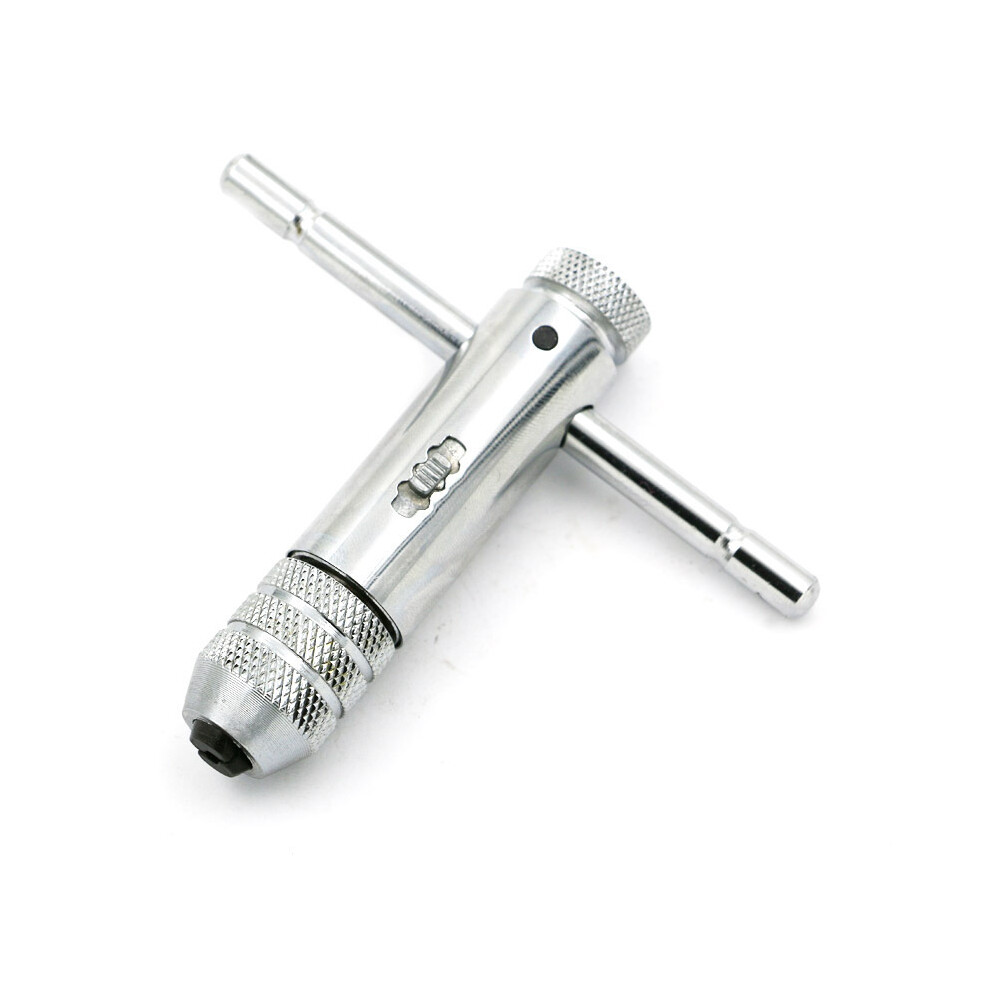 T-Handle Ratcheting Tap Wrench, For Use With Taps, Designed For Tight Spaces, Quick Efficient Ratcheting Action, Square Shank Compatibility, Chromium 9173940650848