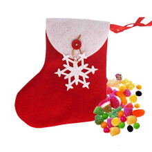 Porta-talheres de tecido não tecido, meia de Natal de veludo com acabamento dourado, enfeites reutilizáveis para árvore de Natal e decoração
