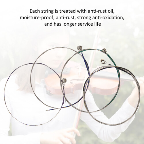 4pcs Violin Strings Set NickelChromium Wound, Silver/Green/Blue/Purple/Black 1