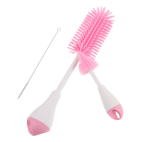3Pièces Lot Brosse Bébé Long Silicone Rose