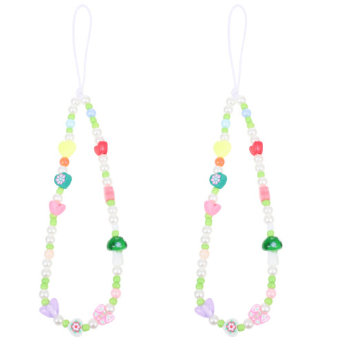 2Pièces Lanière Téléphone Perles Multicolores Charm Portable Sécurisé 2