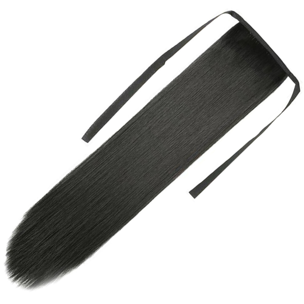 Artibetter Unisex 5Pcs Long Straight Ponytail Extension Synthetic Hair Wrap