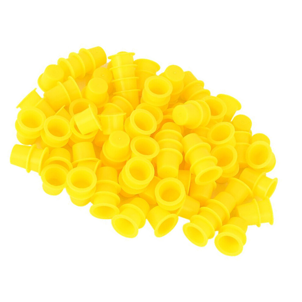 Totority Yellow 200Pcs Disposable Silicone Caps For Eyelash Eyebrow M