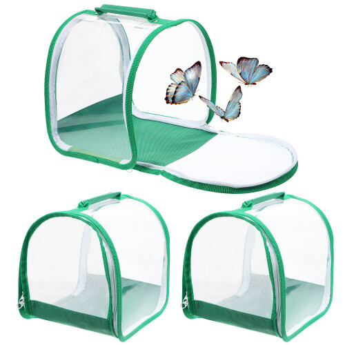 3Pcs Butterfly Enclosure Mesh Cage for Caterpillars with Carry Handle