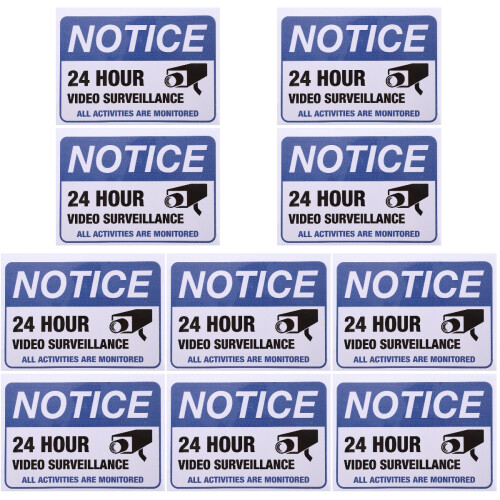 10 Pcs Monitored Warning Stickers For Video Surveillance Security 1