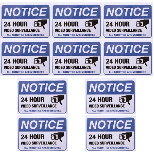 10 Pcs Monitored Warning Stickers For Video Surveillance Security 2