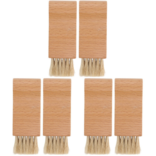 6 Pcs Wood Shoe Cleaning Brushes Tool (Khaki) 1