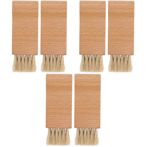 6 Pcs Wood Shoe Cleaning Brushes Tool (Khaki) 2