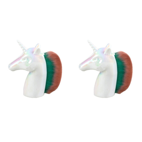 2 Pcs Unicorn Shape Makeup Brush Set For Powder Blush Foundation 1