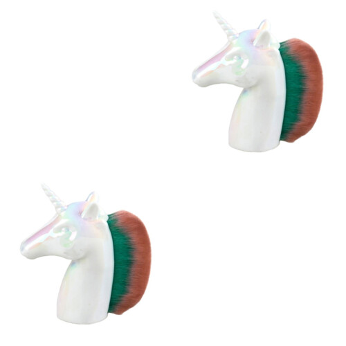 2 Pcs Unicorn Shape Makeup Brush Set For Powder Blush Foundation 2