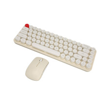 Wireless Mini Retro 68-Key Keyboard + Mouse Set Beige, 2.4G