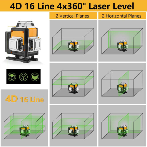 Καινοτόμο αλφάδι λέιζερ 16Line4D για ολοκληρωμένα κατασκευαστικά έργα, ανθεκτικό 2