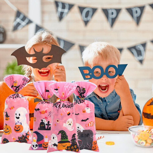 Μαγευτικές τσάντες από σελοφάν για το Halloween, τρομακτικές διαφανείς τσάντες δώρων 1