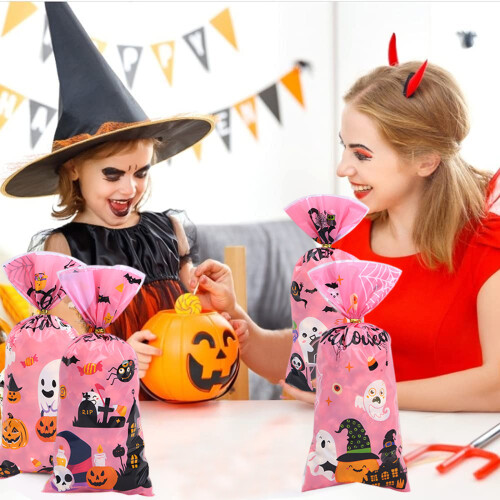 Μαγευτικές τσάντες από σελοφάν για το Halloween, τρομακτικές διαφανείς τσάντες δώρων 2