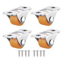 Set van 4 kleine meubelwielen, robuust rubberen wiel,-Oranje