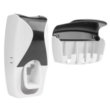 Dust-Proof Toothbrush Holder, Wall Mounted Automatic Toothpaste Dispenser with Adhesive Mounting for Simple Setup, Hands-Free Operation for Hygiene,