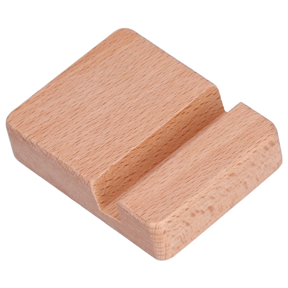 Beech Desktop Cell Phone Stand, Multi Function Eco-Friendly Stand For 4 To 8 Inches Phones, Natural Wood Smooth Finish 9448196471203
