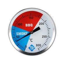 Umweltfreundliches Holzkohlegrillthermometer, Edelstahlsonde für präzise Temperaturmessungen, einfache Montage und Verstellbarkeit für