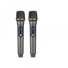 Microfones sem fio recarregáveis, microfone duplo dinâmico UHF de mão para karaokê, longa duração da bateria, plug and play, transmissão de