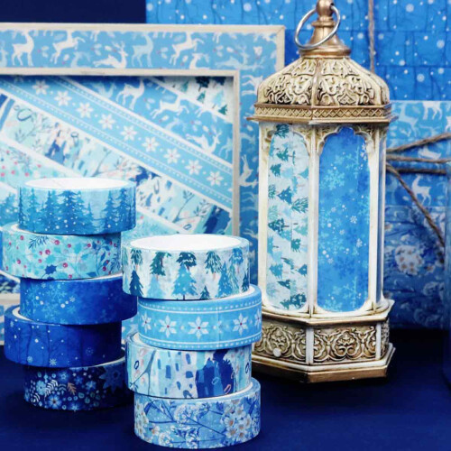 Ταινία Washi για περιτύλιγμα δώρων για scrapbooking, σετ χειμερινών ταινιών Washi, 2