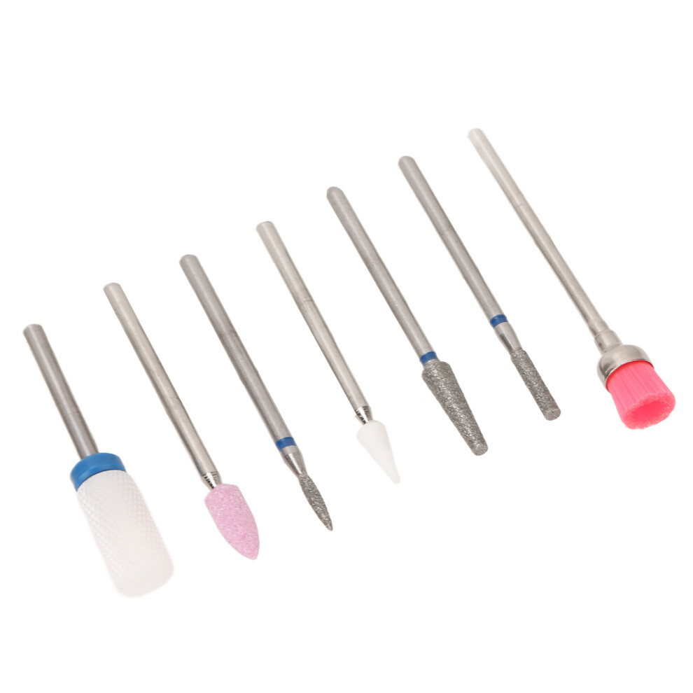 7PCS Nail Grinding Head Holder Ceramic & Steel for Manicure & Pedicure