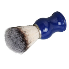 Handcrafted Men's Shaving Brush Blue Handle Silver Ring Ideal for Beauty Salon