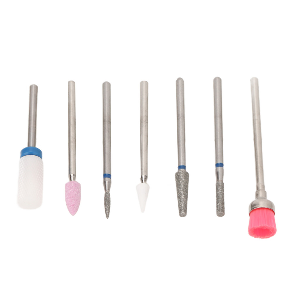 7pcs Nail Grinding Head Holder Ceramic Stainless Steel for Manicure & Pedicure
