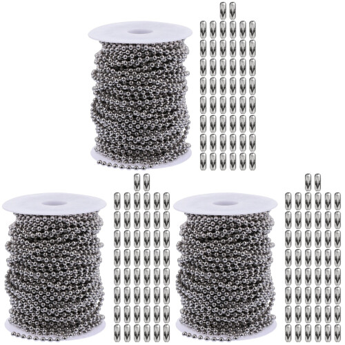 3 Sets Bead Chain Fan Tag Stainless Steel 1