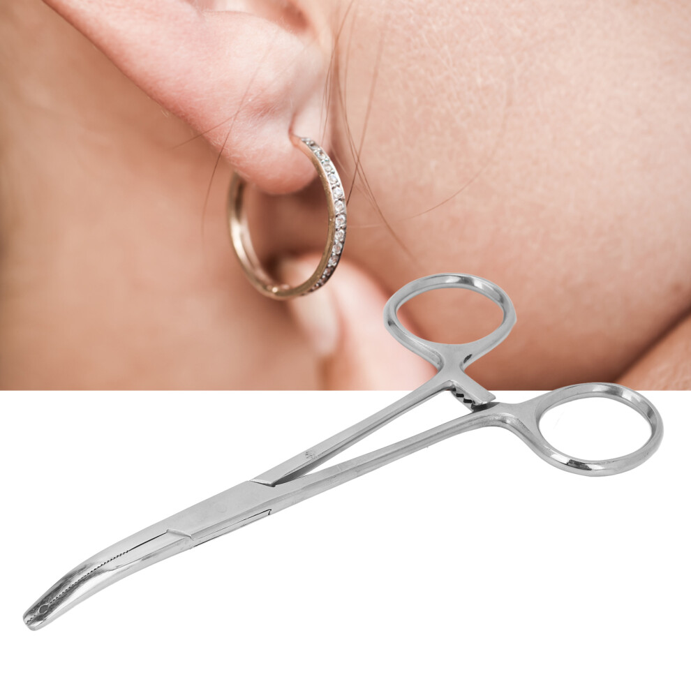 Stainless Steel Slotted Forceps Bead Clamping Tool 14cm for Beauty Salon