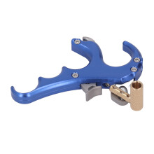 Aide de libération pour arc composé à 4 doigts en alliage d'aluminium réglable, couleur bleue