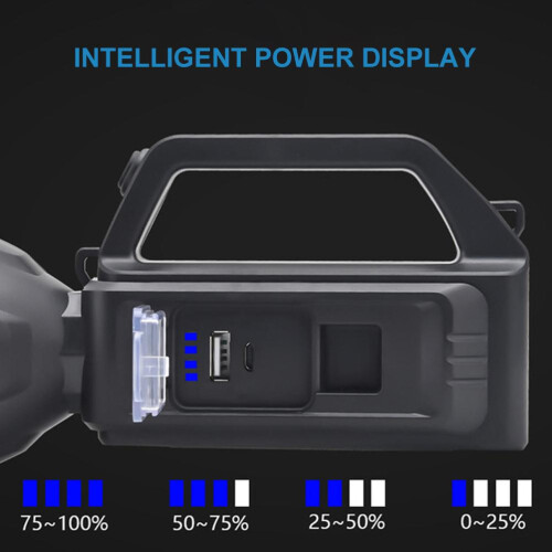 Multiple Modes Spotlight, Emergency Solution Rechargeable Torch with Adjustable Head and USB Output for Waterproof Outdoor Activities, Large Capacity 2