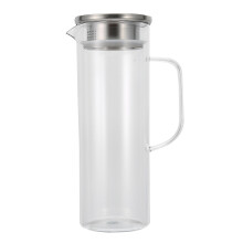 Carafe en verre borosilicate fabriquée à la main et résistante à la chaleur, pour boissons chaudes/froides, avec un bec verseur