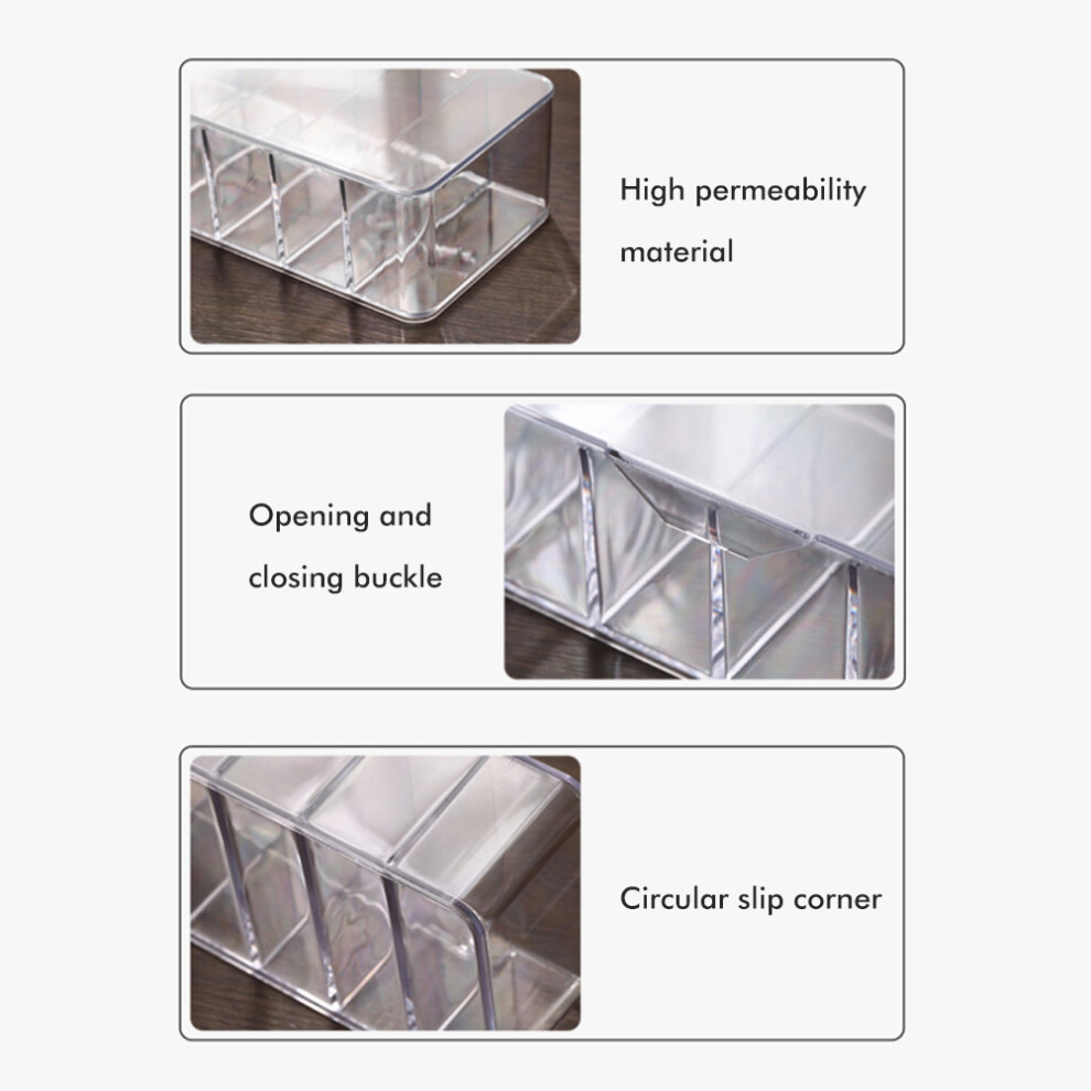 Clear Plastic Cable Organizer, Detachable Dividers Cord Storage With 10 Wire Ties For Office Home Desk, Electronics Management Box With Wide 9004841894164