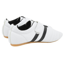 1 Paar Taekwondo Schuhe für Männer und Frauen, Schwarz mit Streifen, Größe 42, PU Oxford, Kampfsport Sneaker