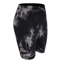 Schwarze hochtaillierte nahtlose Tie-Dye-Yogashorts für Damen, Größe M