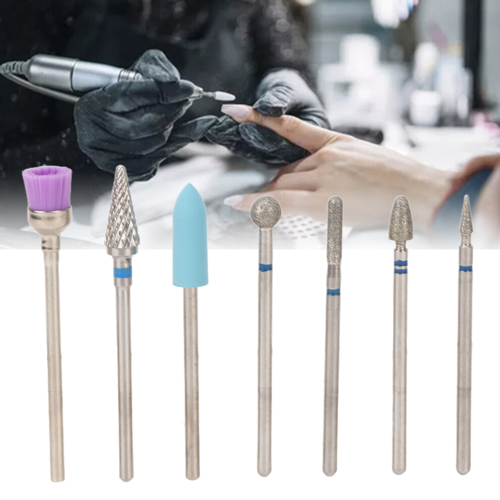 7pcs Stainless Steel Nail Drill Bits Set, Professional Fast Removal Grinding Tools