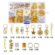 Luxuriöse Haarspangenringe, 206-teiliges Set aus Anhängern aus Aluminiumlegierung mit elegantem, durchbrochenem Design