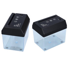Triturador de papel com corte em tiras, design compacto, braço extensível, alimentação USB, atende aos padrões de segurança de nível P-2,