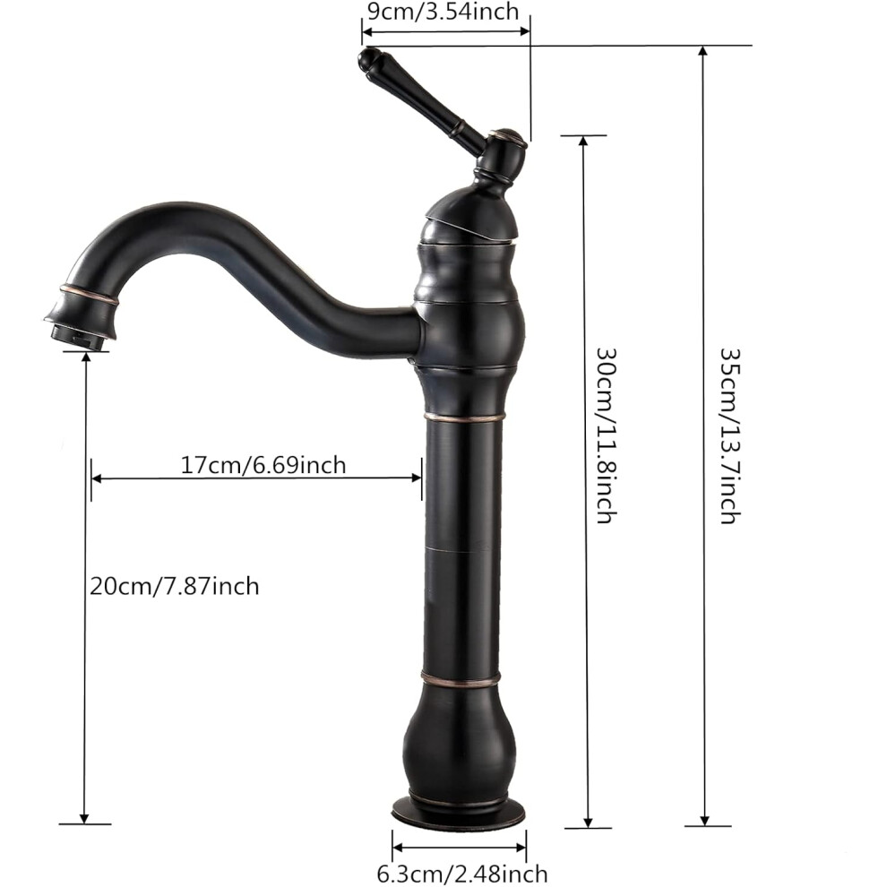 360 Rotational Spout Brass Bathroom Faucet, Drip-Free Operation Ceramic Disc Cartridge, Solid Brass Construction For Above Counter Basin 9405630078206