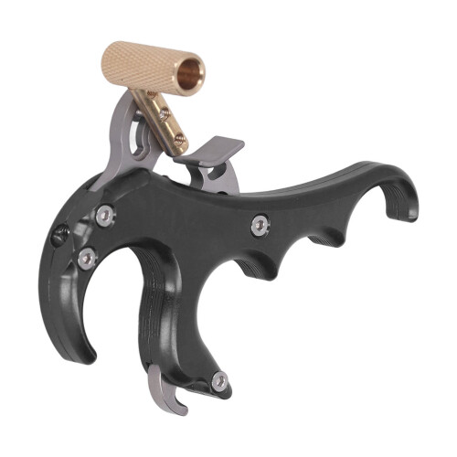 Aluminum Alloy 4-Finger Compound Bow Release Aid, Adjustable Sensitivity, Black 2