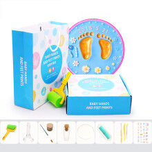 Baby-Hand- und Fußabdruck-Set, Ton, Pinke Box, DIY-Dekoration, Geschenk für Neugeborene