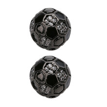 4Stk Glänzende Schwarze Fußball Spacer Anhänger Für Schmuckherstellung