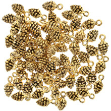 120Stk Goldene Legierungsanhänger Kiefernzapfen Schmuck DIY Basteln