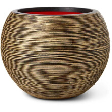 CAPI EUROPE Vase Kugel RIB NL - 40x32 cm - Schwarz und Gold