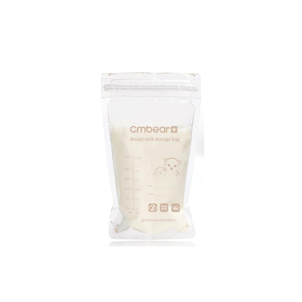 Breastmilk Storage Bag Pe Material No Leak Freezer Pouches 220Ml (White) White