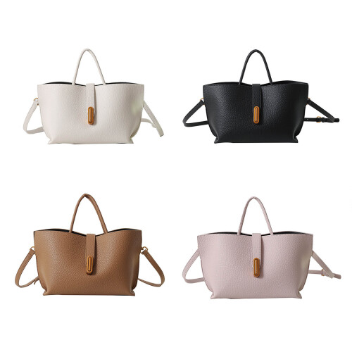 Women Bag Korean Styles Shoulder Bag Solid Color-Beige 1
