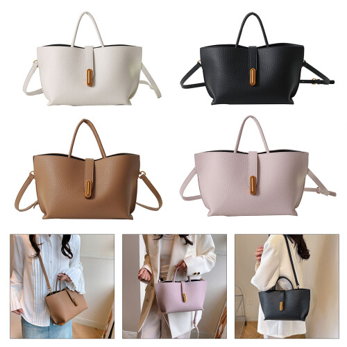 Women Bag Korean Styles Shoulder Bag Solid Color-Beige 2