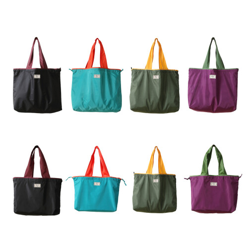 Foldable Shopping Bag Large Capacity Shoulder Bag with-Purple L 1